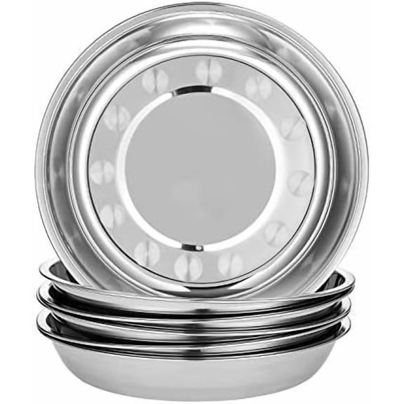 6-Piece 18/10 Stainless Steel Round Plates,Dinner Plate Dish,9-Inch