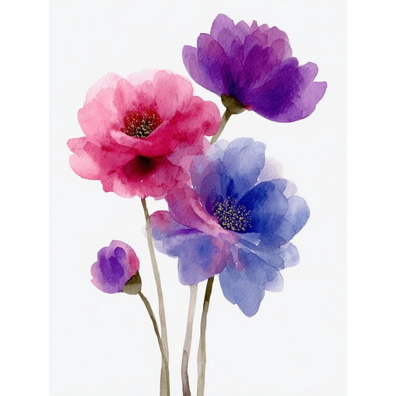 Watercolor Poppy Flower Canvas Print, Suitable for Living Room Bedroom Office Hallway Dining Room Hotel Gift for Her