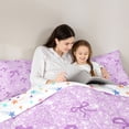 thumbnail image 4 of Erosebridal Girly Purple Bow Twin Bedding Sets 7-Piece, Glitter Princess Cartoon Bedding Comforter Set, 4 of 7
