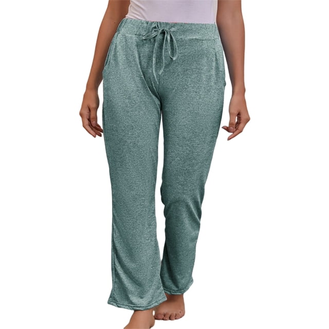 Innerwin Pantalons de Yoga pour Femmes Couleur Unie Sport Taille Élastique Contrôle du Ventre Vert P