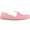 thumbnail image 4 of Snugrugs Womens Wool Lined Moccasin Slippers with Rubber Sole & Wool Cuff - Pink - US 5, 4 of 7
