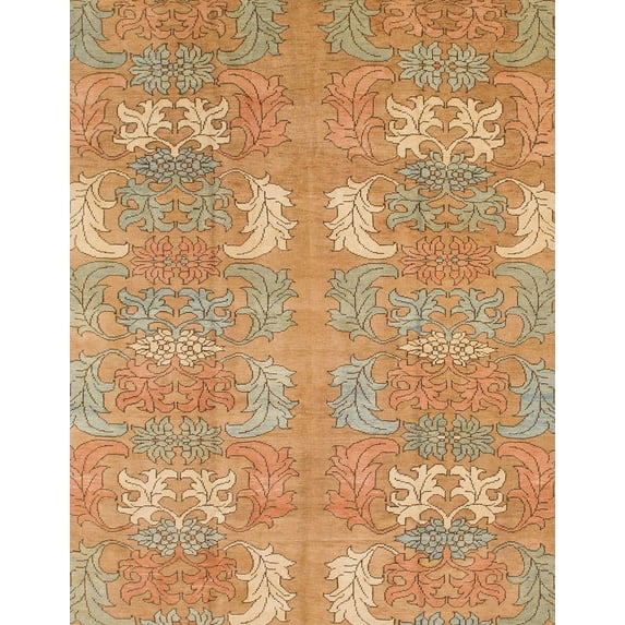 Ahgly Company Indoor Rectangle Abstract Orange Abstract Area Rugs, 8' x 12'