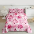 thumbnail image 3 of Castle Fairy 3-Piece Queen Size Comforter Set, Santa and Deer Red Christmas Print, 3 of 9