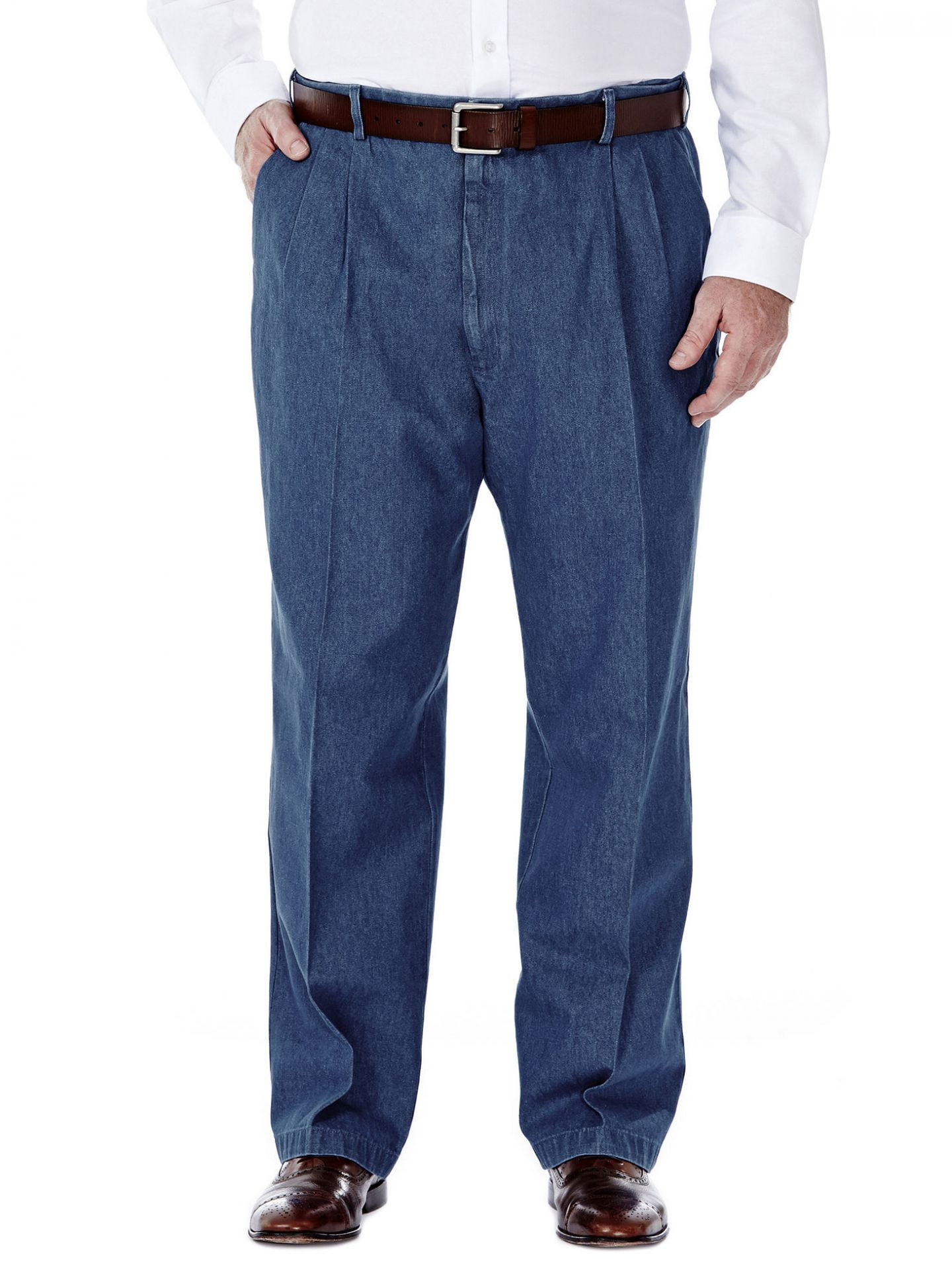 Haggar - Haggar Men's Big and Tall Work to Weekend Pleated Front Denim ...