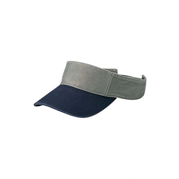 Top Headwear Pro Style Cotton Twill Washed Visor - Olive/Navy