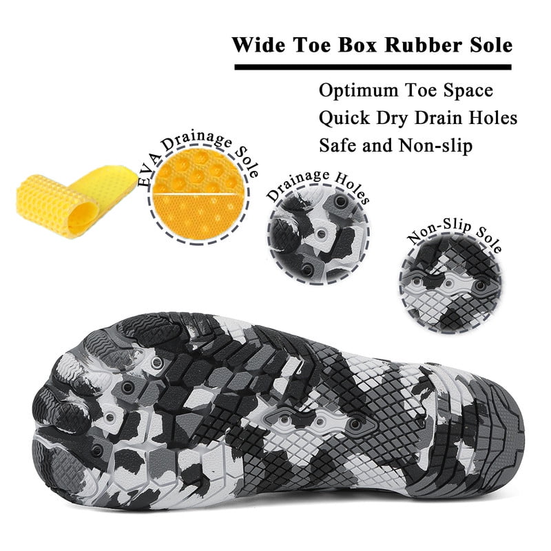 Stepedia Water Shoes Women Men Athletic Wide Aquatic Barefoot Beach Shoes for Swim Pool Boating Hiking, Black