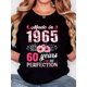 thumbnail image 1 of Women's Retro Floral 1965 Graphic T-Shirt, "Made in 1965" Print with Pink Flowers & Green Leaves, Casual Comfort Fit, Short Sleeve Crew Neck Tee, Easycare Clothing | Nostalgic Design | Knitted Textur, 1 of 6