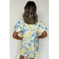 thumbnail image 2 of Chic Puff Sleeve Floral Mini Dress - Split V Neck and Tiered Design | [ZhiHiMeRi] | (US 8-10)M, 2 of 11