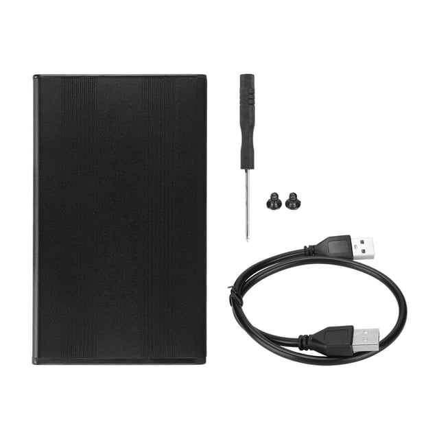Carcasa para disco duro de 2,5 pulgadas, 2 TB de capacidad, velocidad de transferencia de 480 Mbps, aleación de aluminio con transmisión USB 2.0 para Windows Vista, color negro