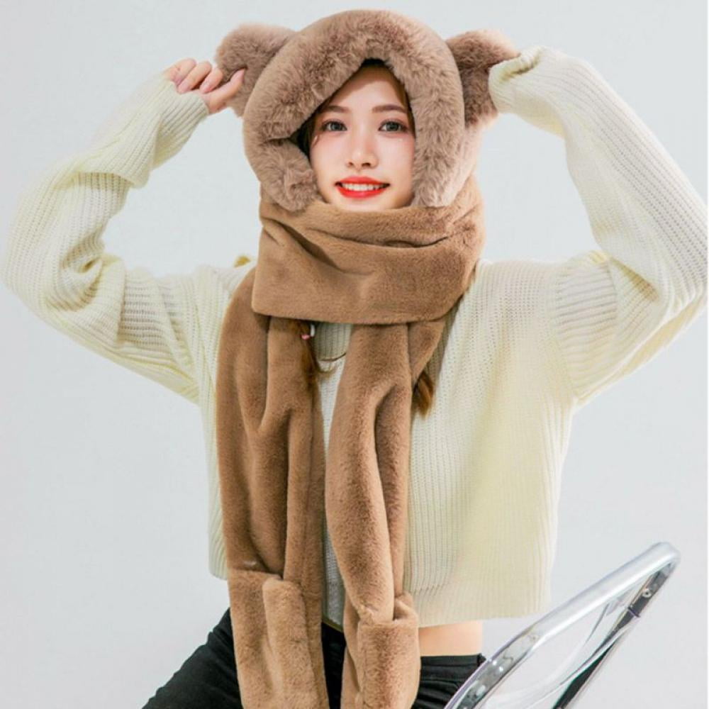 fleece hooded scarf
