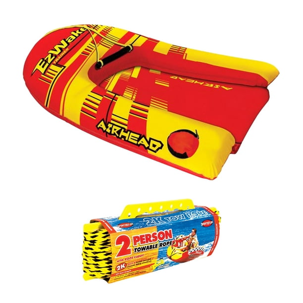 Airhead EZ Wake Trainer Inflatable Towable Boat Wakeboard Tube w/ 60' Tow Rope - Walmart.com