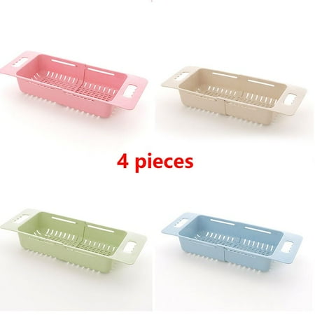 

Adjustable Dish Drain Sink Drain Basket Washing Vegetable Fruit Plastic Drying Rack with Kitchen Accessories Holder H1235