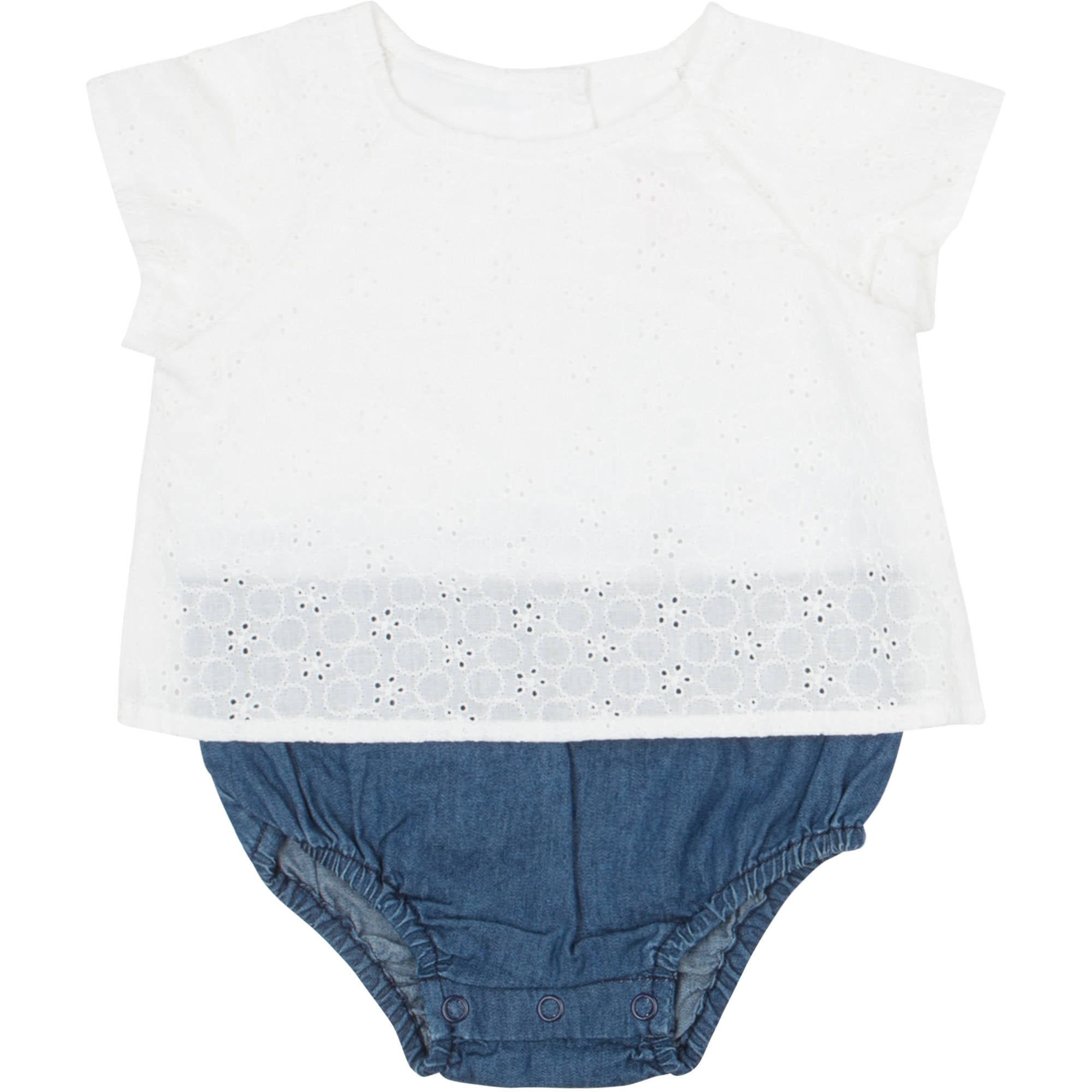Jordache Baby Girl Eyelet Top Romper