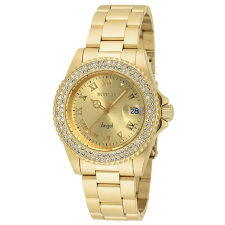 Invicta - 19513 Women's Angel Crystal Accented Bezel Gold Dial Yellow ...