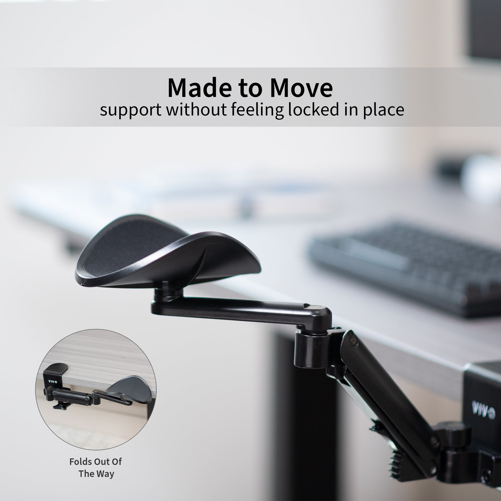 VIVO Black Universal Clamp-on Adjustable Ergonomic Arm and Wrist Rest Pad