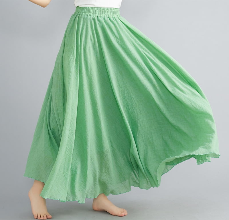 Maxi Skirts for Women Cotton Linen Bohemian Long Skirt Two Layer Swing  A-Line Flowy Skirt Fruit green - Walmart.com