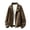 Coffee, variant on Atkumj Bomber Jacket Men with Pockets Stylish Suede Stand Collar Mens Leather Jacket Casual Solid Color Long Sleeve Zip Up Jacket for Outdoor Daily Activities M