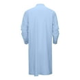 thumbnail image 3 of MIXUE Mens Casual Button Down Shirts Solid Color Lapel Long Sleeve Robe Linen Gown Shirt Tops Activewear,Blue,XL, 3 of 7