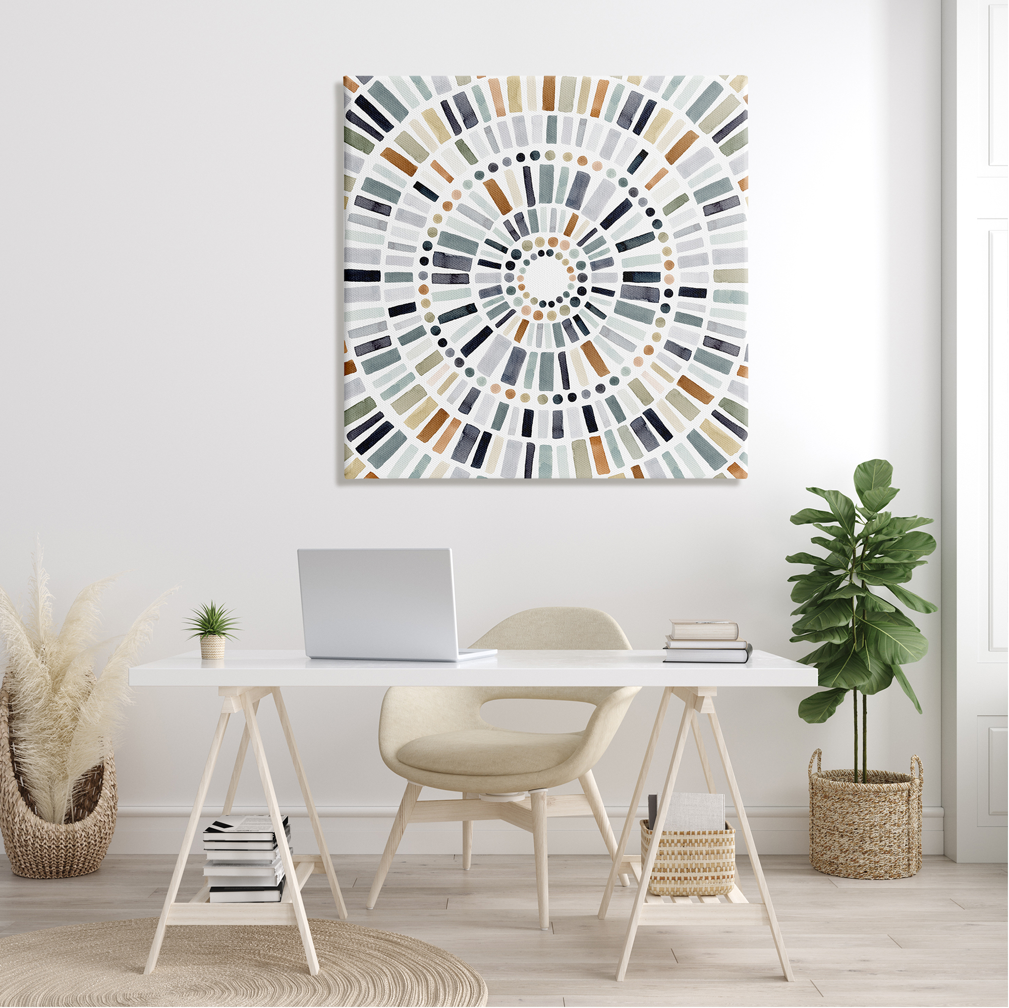 Stupell Industries Abstract Rustic Mosaic Circle Pattern Illustration Paintings Gallery-Wrapped Canvas Print Wall Art, 36x36, by Victoria Barnes