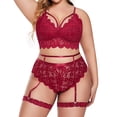 thumbnail image 1 of Conjuntos de lencería de talla grande para mujer, sujetadores y bragas de tirantes con adorno Floral de encaje Sexy, ropa interior fina de verano Fridja  nalpqowj38592, 1 of 4