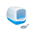 thumbnail image 1 of Arenero Cerrado Para Gato Con Pala Puerta Belug Azul Blanco, 1 of 5