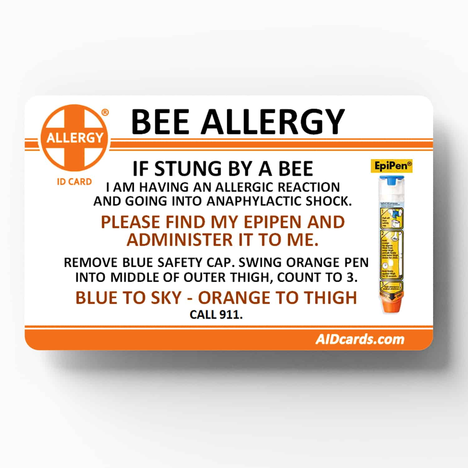Allergy ID Card Bee Allergy