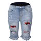 thumbnail image 5 of Pantalones cortos de verano de talle medio para mujer, pantalones cortos desgastados con cremallera y botones elásticos informales a la moda con bolsillos, 5 of 5
