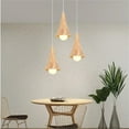thumbnail image 3 of Ceiling Light Plug In Japanese Style Nordic Style Wooden Dining Room Living Room Wood Beige Flower Chandelier Plug In Ceiling Lights, 3 of 4