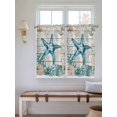 thumbnail image 6 of Tier Curtains 45 Inches Long, Teal Starfish Coastal Window Treatment Curtain Drapes, Summer Beach Nautical Retro Window Half Privacy Curtains for Bedroom Bathroom, 42"x45", 2 Panels, 6 of 7