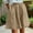 Khaki women cotton linen shorts a1, variant on Cagogo Womens Cotton Linen Shorts Elastic Waist Flowy Solid Casual Mini Skirt Skirtlike Summer Beach Vacation Lounge Trousers Loose Fit Pockets Daily Wear, White L