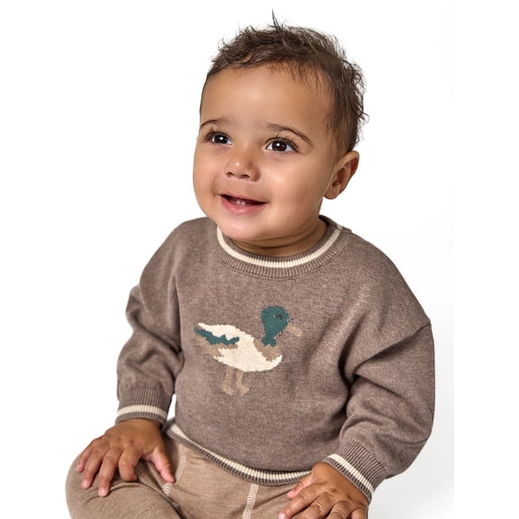 Modern Moments by Gerber Baby Boy Jaquard Sweater with Tipping Detail, Sizes 0/3 Months - 24 Months