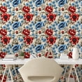 thumbnail image 2 of Ambesonne Vintage Floral Peel & Stick Wallpaper for Home, Bicolour Flowers, 13"x100", Scarlet Sky Blue Ivory, 2 of 5