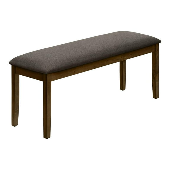 Bench 44" Rectangular - Brown Fabric - Walnut Brown Engineered Wood Legs