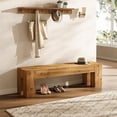 thumbnail image 1 of TRIBEWOOD 63" Solid Wood Entryway Bench, Rustic Extra Long Hallway Bench with Sturdy Frame for Foyer, Living Room, Bedroom, Rustic Brown, 1 of 2