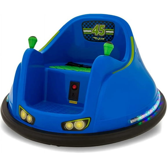 FunPark 6V Bumper Car for Toddlers, Electric Toddler Ride On Toys for Kids, Baby, Ages 1.5-4 Years, LED Lights, 360 Degree Spin, Supports up to 66 pounds (No Remote) Blue