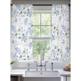 thumbnail image 3 of Blue Flower Semi Sheer Curtains 72 Inch Length 2 Panels Set, Sage Green Eucalyptus Leaf Farmhouse Country Sheer Kitchen Curtain Privacy Voile Window Curtain for Living Room Bedroom Rod Pocket Drapes, 3 of 7