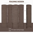 thumbnail image 5 of Topcobe Folding Room Divider Screen 4 Panel 6' Tall Privacy Screen Freestanding Wood Partition for Home Office, Privacy Screen, Partition Room Dividers for Home, Apartment, Brown, 5 of 7