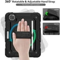 thumbnail image 4 of iPad PRO 11 Inch 1st 2nd 3rd 4th Gen [ Pro 11 1/2 / 3/4 ] A2759 A2435 A2761 A2762 A2377 A2459 A2301 A1980 A1934 A2013 A2228 A2068 A2230 Shock Proof Cover with Shoulder Strap - Black, 4 of 7