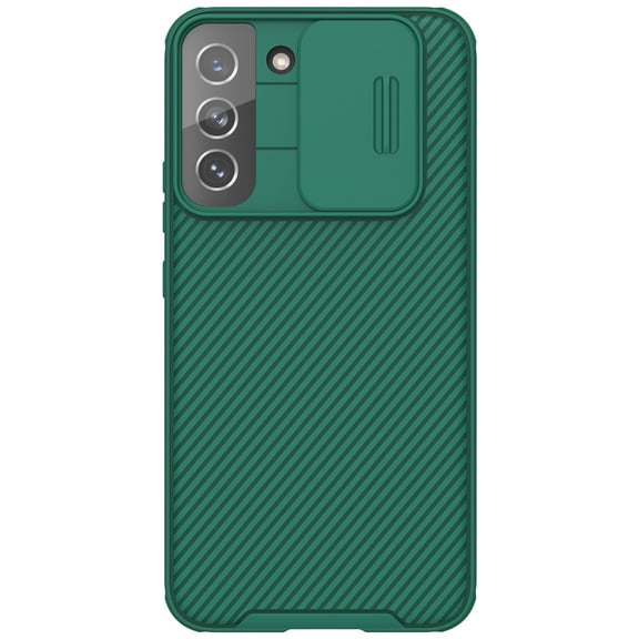 SaniMore Case for Samsung Galaxy S22 Plus, Soft TPU & Solid PC Cover Built-in Silde Camera Proction Classic Texture Shockproof Protective Shell for Samsung S22 Plus, Darkgreen