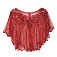 thumbnail image 2 of EliteGoogv Sequins Geometric Sheer Mesh Shawl Wrap Bolero Jacket Elegant Evening Dress Cover Up Bridesmaid Wedding Party Prom Gown Accessory For Women,RD2,One Size, 2 of 3