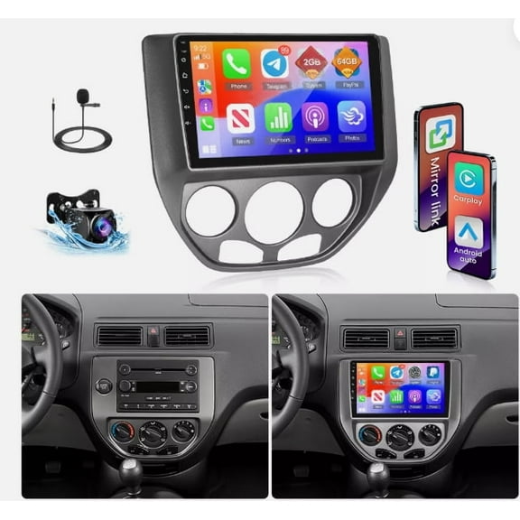Zcargel Android 14 Car Stereo 4GB 64GB GPS Navigation for Ford Focus 2005-2007 with 9in Touchscreen, Built-in CarPlay & Android Auto, Bluetooth WiFi FM SWC Mirror Link   AHD Backup Camera