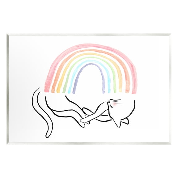 Stupell Industries Sleeping Cat Rainbow Pet Animals & Insects Painting Unframed Art Print Wall Art