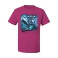 thumbnail image 2 of Wild Bobby, Owl Flying at Nihght In Front of the Moon Animal Lover Men's Graphic T-Shirt, Fuschia, 3XL, 2 of 3