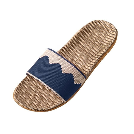 

GNEIKDEING Men s Couples Linen Slip On Slides Indoor Home Slippers Beach Shoes Gift on Clearance