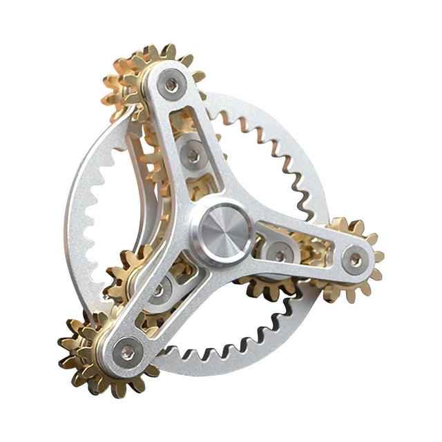 Silver Advanced Bearing Turntable Gear Linkage Fingertip Top Toy Manual Rotation For Focus Improvement Decompression Activity Size 3.94 Inches Diameter Weight 0.47 Lbs