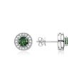 thumbnail image 2 of RYLOS Halo Designer Matching Set Sterling Silver: Ring, Earrings & Necklace Gemstone &  Diamonds 4MM Green Sapphire September Birthstone; Size 8, 2 of 9