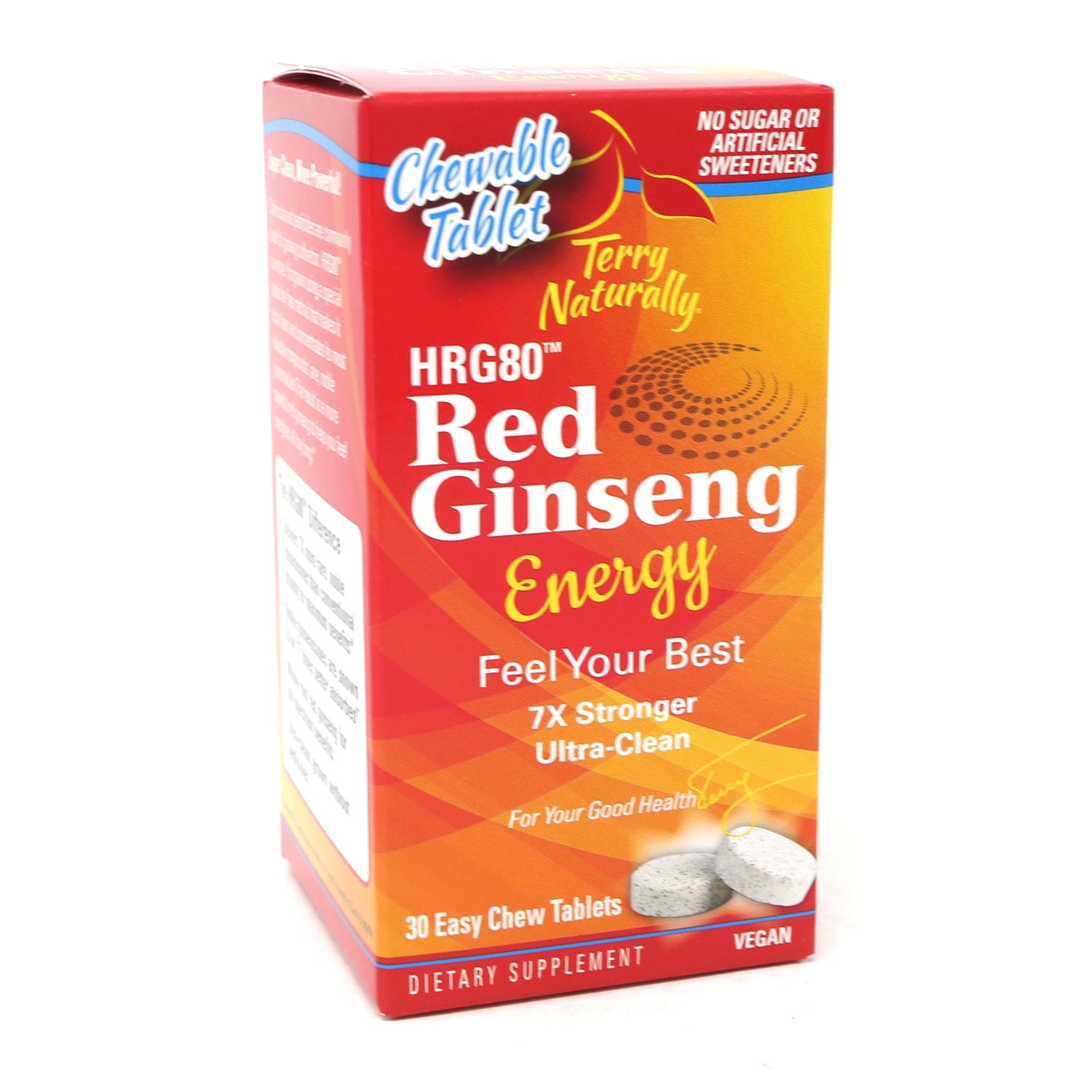 Terry Naturally HRG80 Red Ginseng Energy 30 Easy Chew Tablets Energy