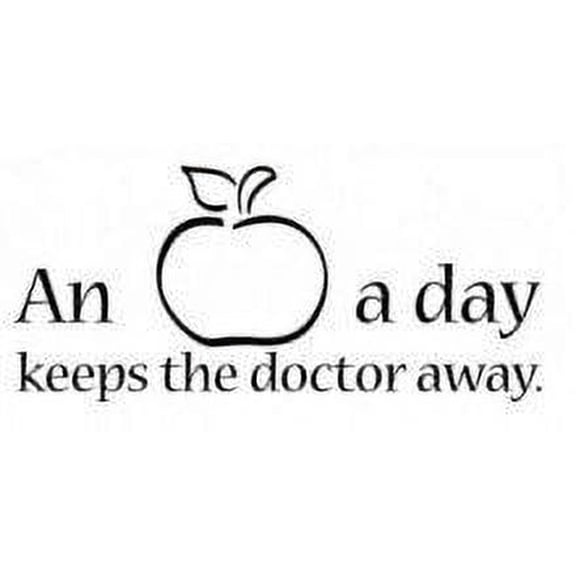 An Apple A Day Keeps The Doctor Away | 8" x 20" Stick And Peel Vinyl Kids Girls Boys Bedroom Living Room Adhesive Decal Decoration - Home Wall Art Removable Quotes Sticker