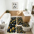 thumbnail image 2 of Sunflower and Flower Black Pattern Bathroom Rug Set 4 Piece,Includes Contour,Lid Cover,Bath Mat,Non-Slip Extra Soft Absorbent Washable, 2 of 5