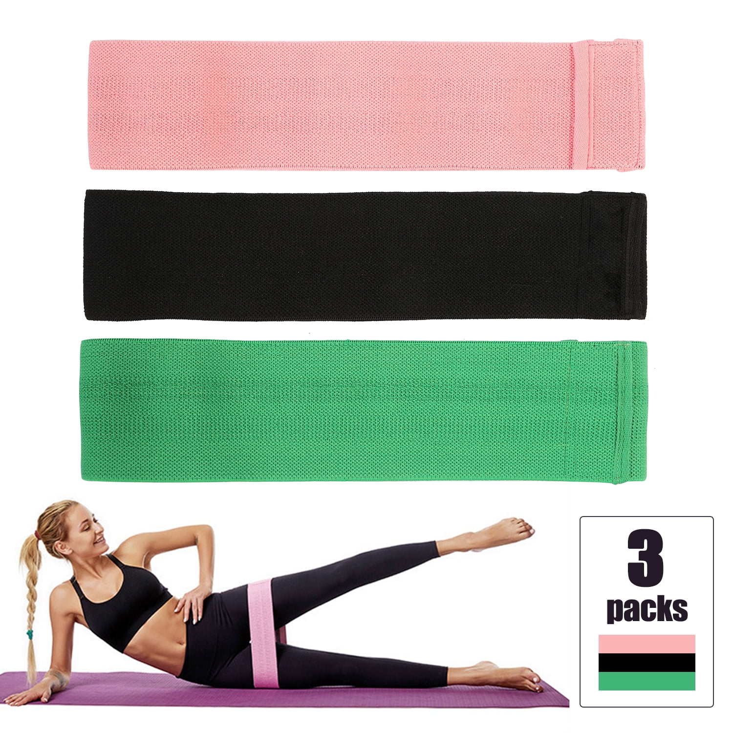 New Latex Resistance Booty Bands Hip Circle Yoga Pilates Gym Workout Set of 3 